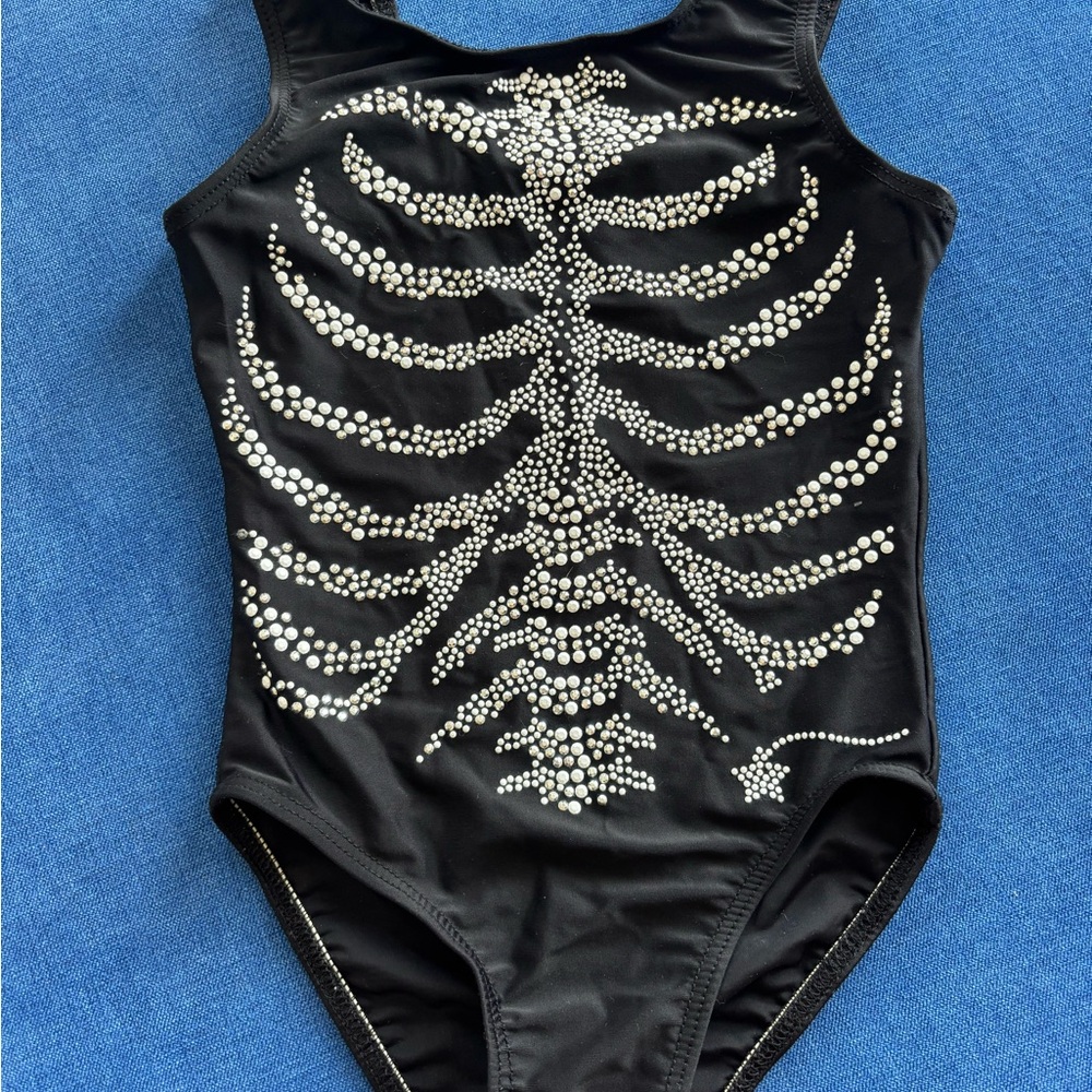 Black Skeleton Rhinestone Leotard